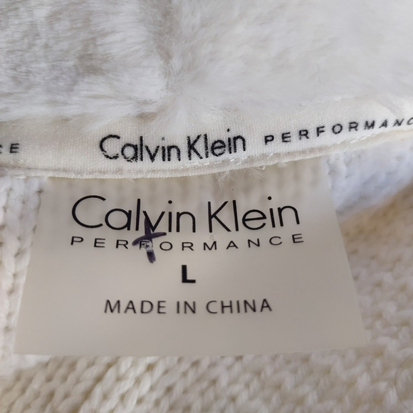 Calvin Klein Women's Off White Faux Suede/Fur Knit Open Front Vest Size Large - Picture 6 of 7